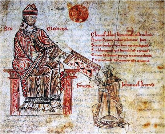 Il monaco Giovanni offre a San Clemente il manoscritto del Chronicon