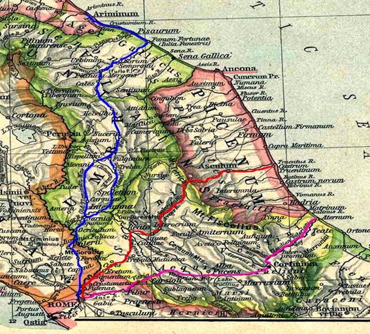 Tracciato delle vie Tiburtina, Salaria e Flaminia